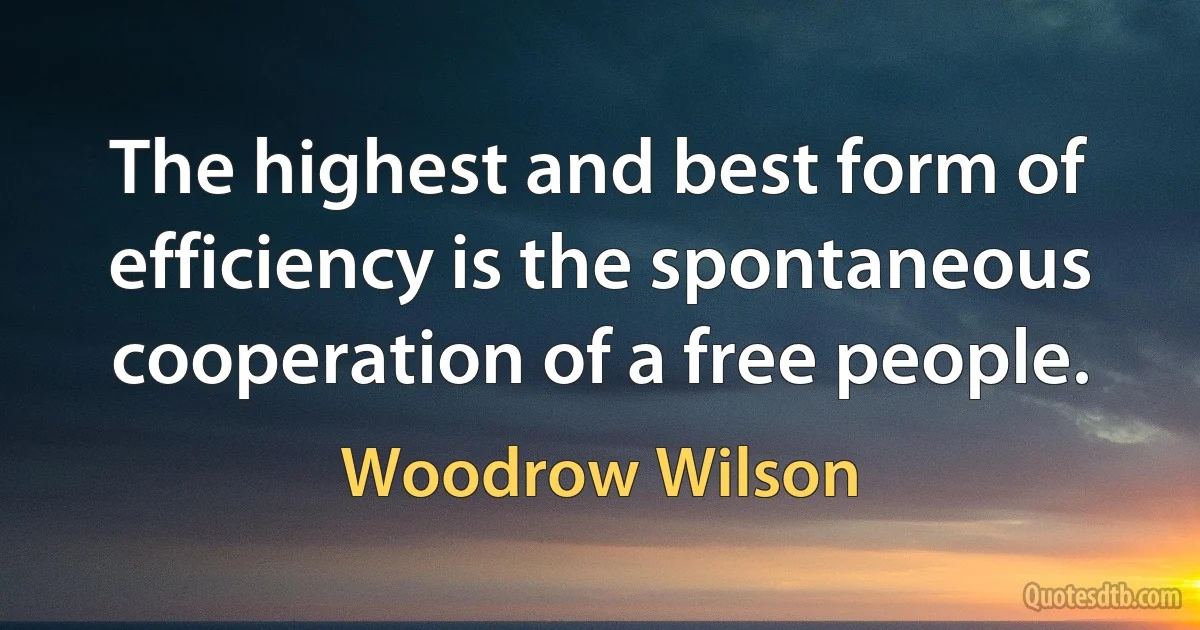 The highest and best form of efficiency is the spontaneous cooperation of a free people. (Woodrow Wilson)