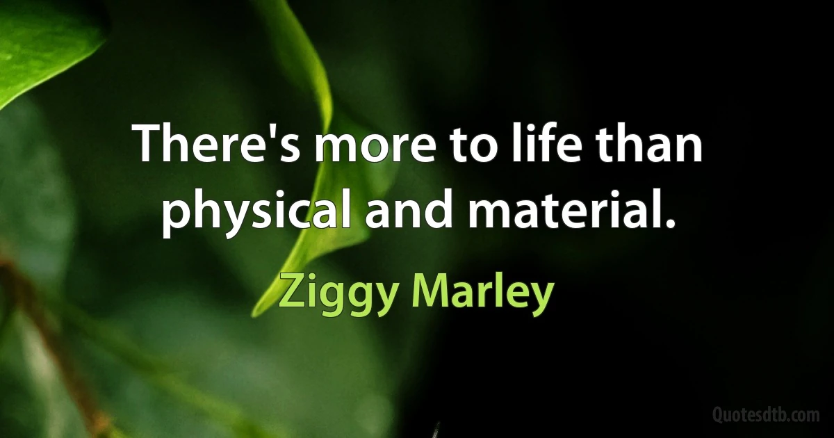 There's more to life than physical and material. (Ziggy Marley)