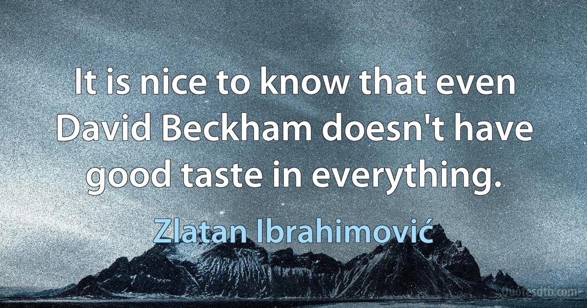 It is nice to know that even David Beckham doesn't have good taste in everything. (Zlatan Ibrahimović)