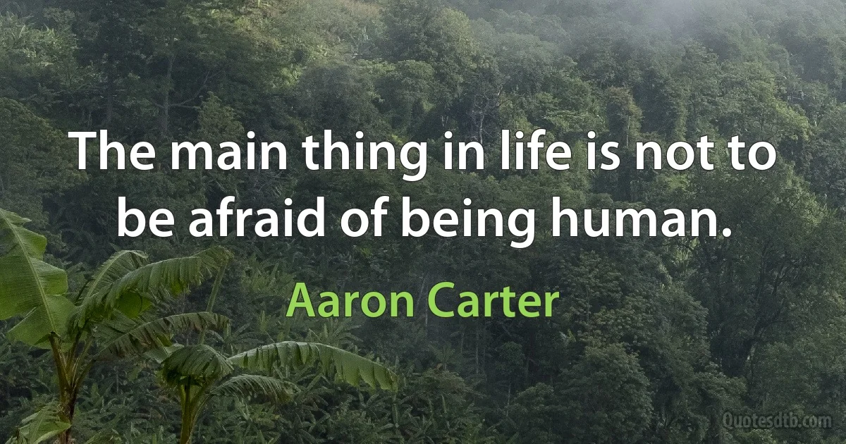 The main thing in life is not to be afraid of being human. (Aaron Carter)