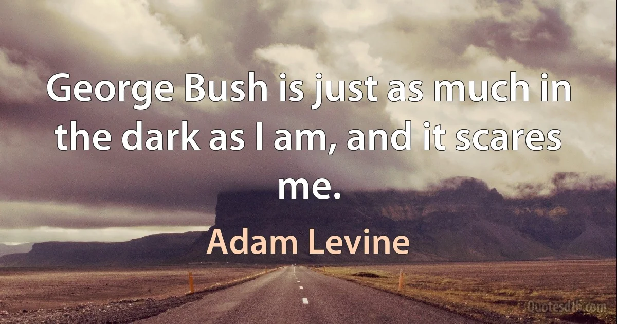 George Bush is just as much in the dark as I am, and it scares me. (Adam Levine)