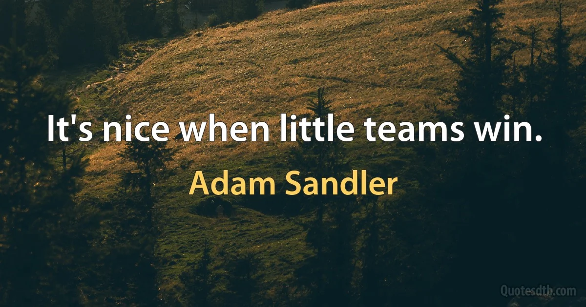 It's nice when little teams win. (Adam Sandler)