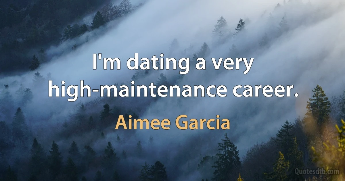 I'm dating a very high-maintenance career. (Aimee Garcia)