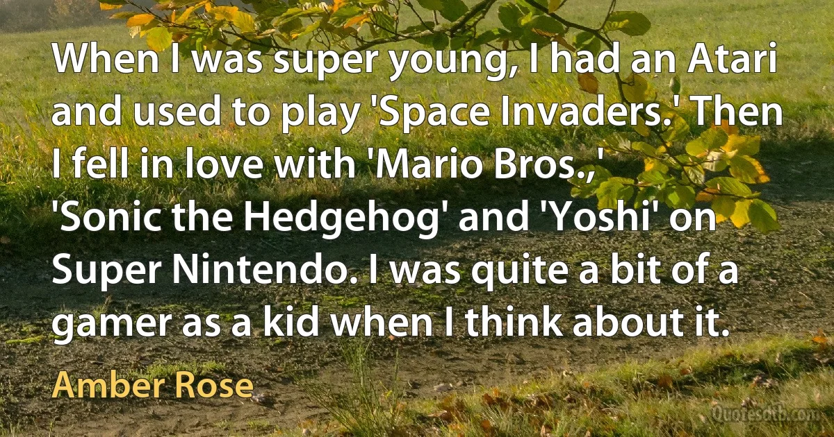 When I was super young, I had an Atari and used to play 'Space Invaders.' Then I fell in love with 'Mario Bros.,' 'Sonic the Hedgehog' and 'Yoshi' on Super Nintendo. I was quite a bit of a gamer as a kid when I think about it. (Amber Rose)