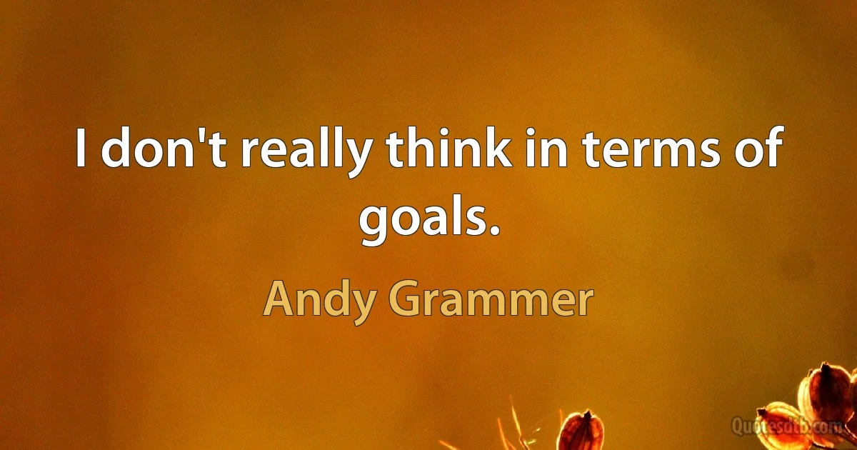 I don't really think in terms of goals. (Andy Grammer)