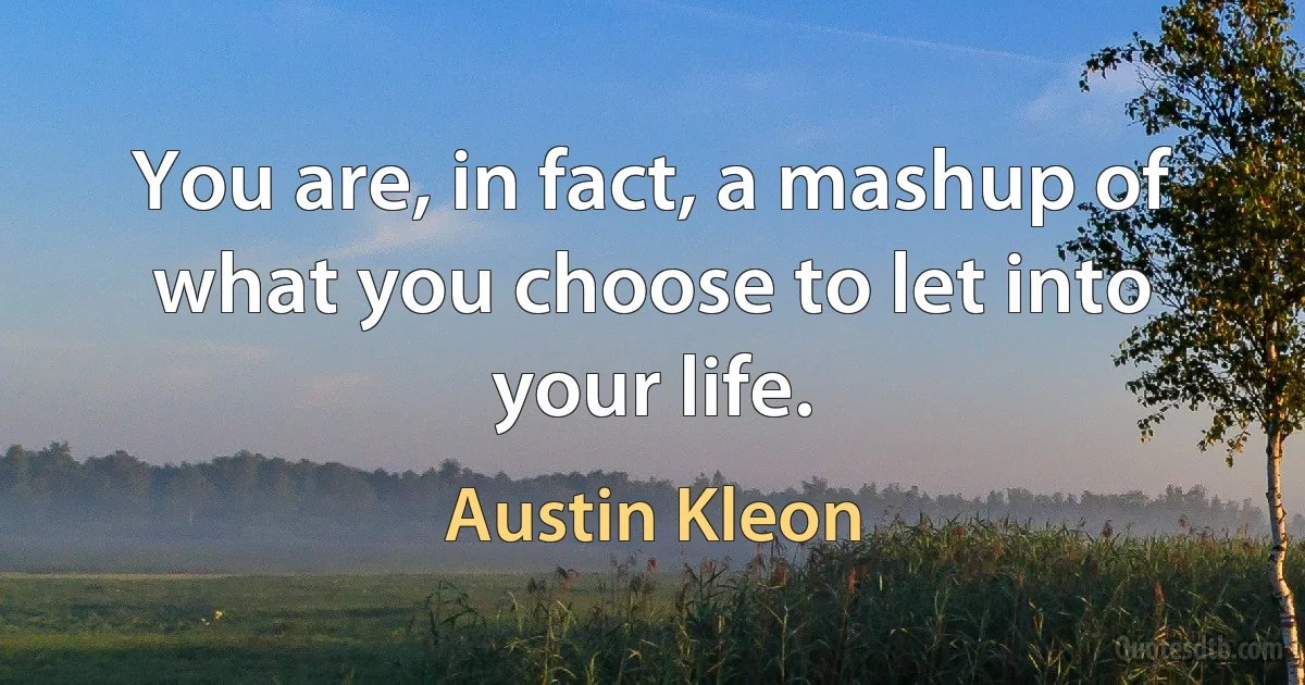 You are, in fact, a mashup of what you choose to let into your life. (Austin Kleon)