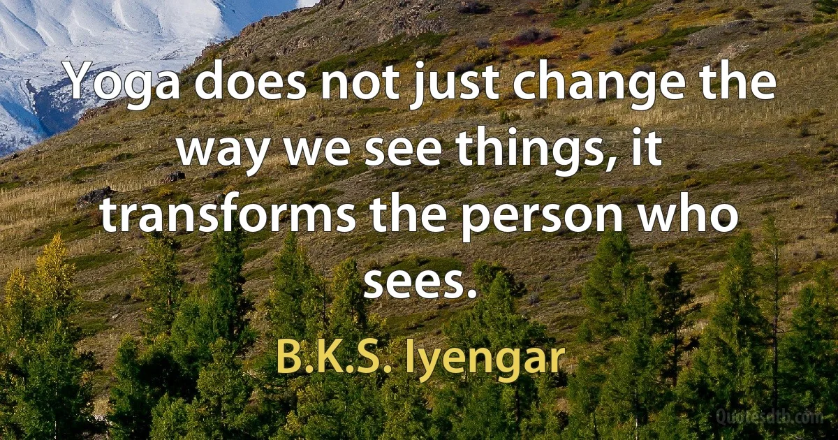 Yoga does not just change the way we see things, it transforms the person who sees. (B.K.S. Iyengar)