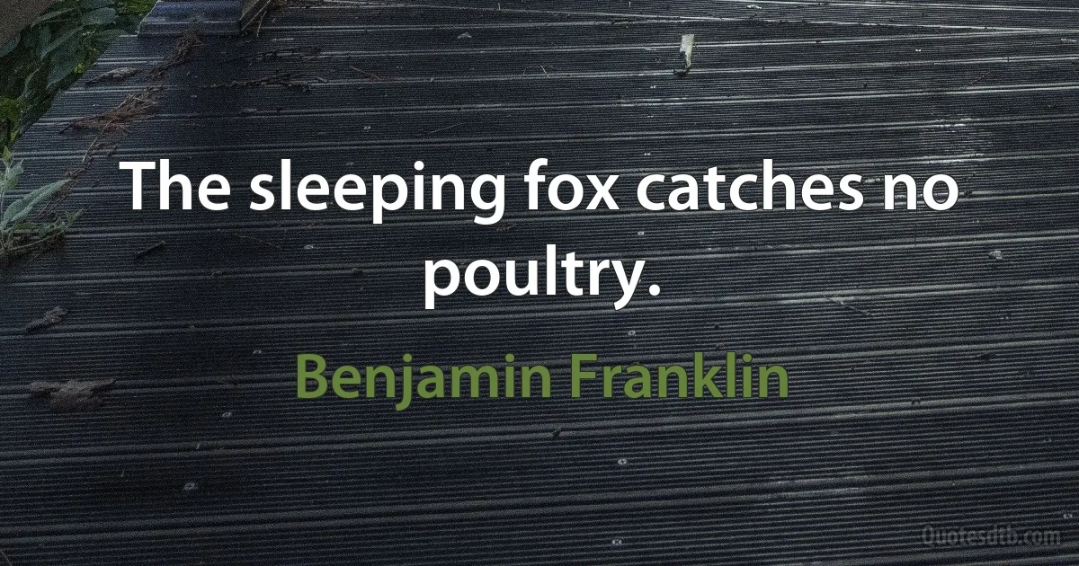 The sleeping fox catches no poultry. (Benjamin Franklin)