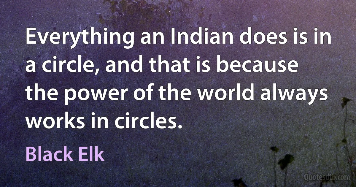 Everything an Indian does is in a circle, and that is because the power of the world always works in circles. (Black Elk)