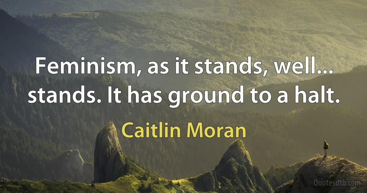 Feminism, as it stands, well... stands. It has ground to a halt. (Caitlin Moran)