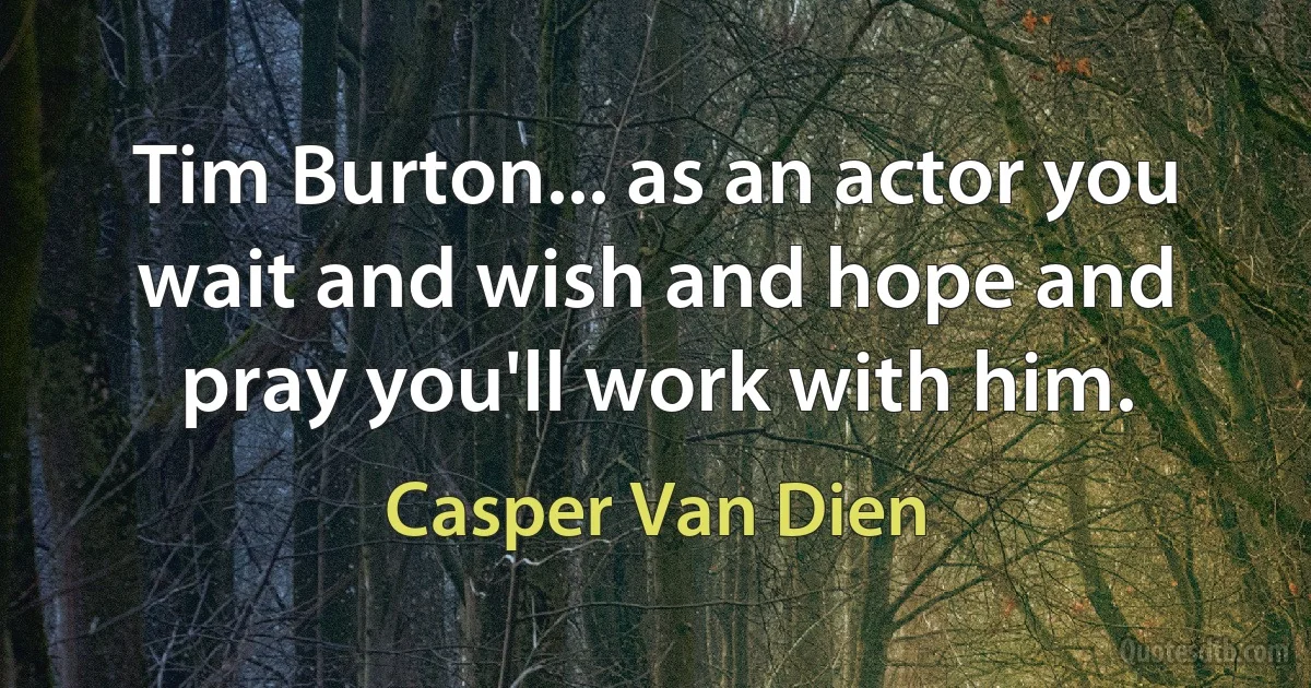 Tim Burton... as an actor you wait and wish and hope and pray you'll work with him. (Casper Van Dien)