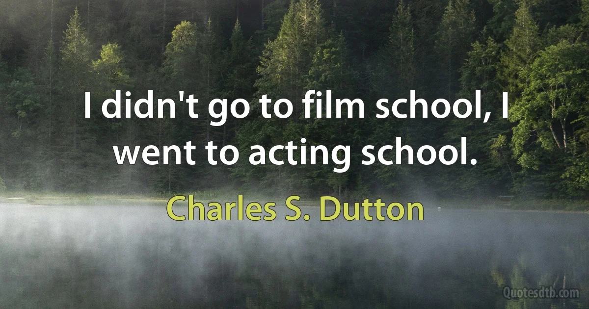 I didn't go to film school, I went to acting school. (Charles S. Dutton)