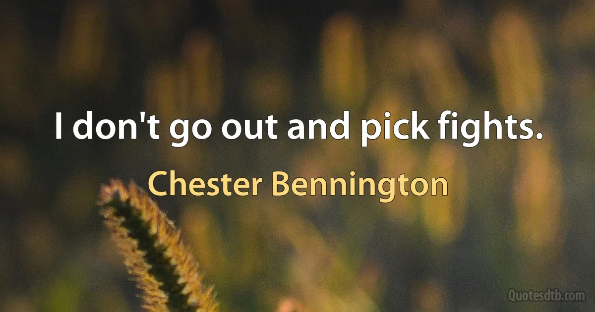 I don't go out and pick fights. (Chester Bennington)