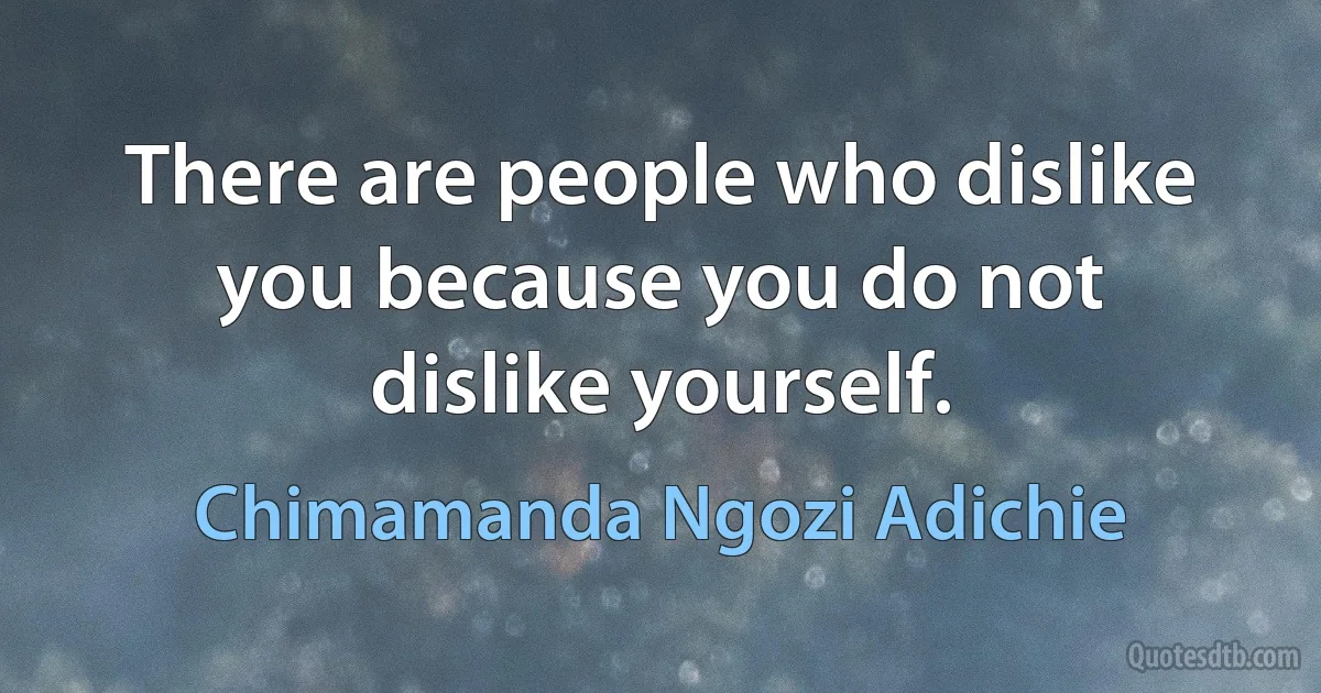 There are people who dislike you because you do not dislike yourself. (Chimamanda Ngozi Adichie)