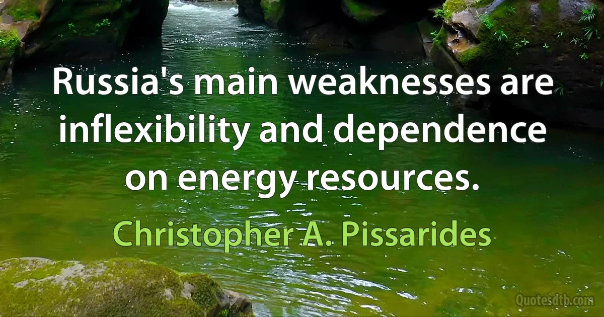 Russia's main weaknesses are inflexibility and dependence on energy resources. (Christopher A. Pissarides)