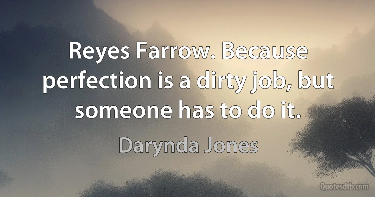 Reyes Farrow. Because perfection is a dirty job, but someone has to do it. (Darynda Jones)