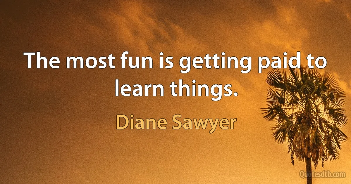 The most fun is getting paid to learn things. (Diane Sawyer)