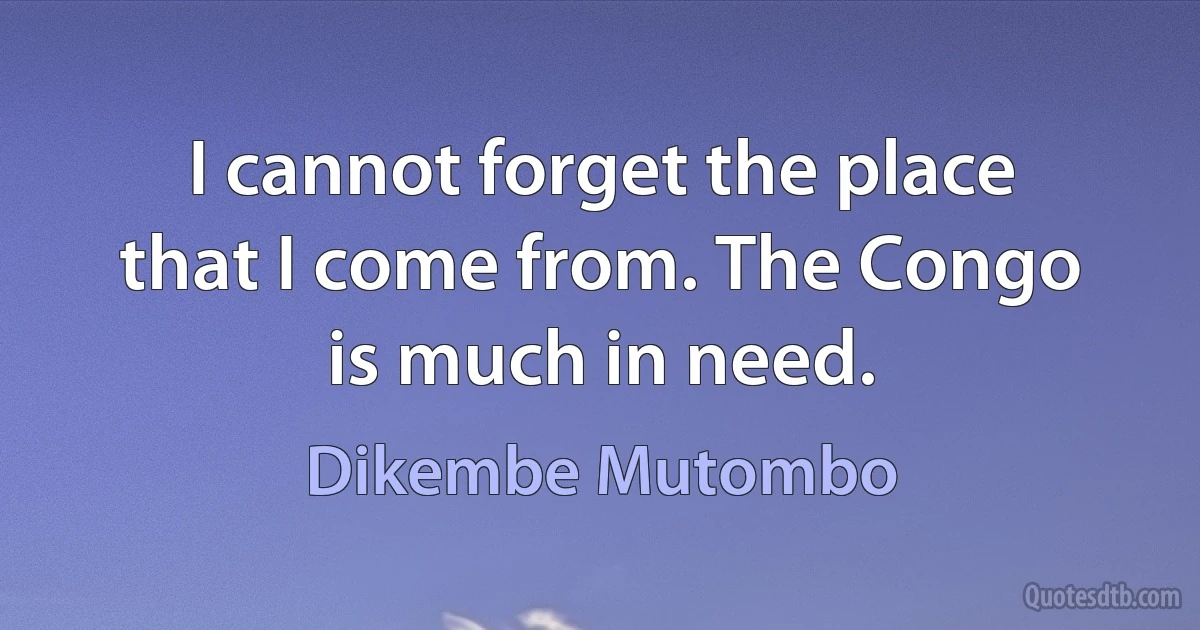 I cannot forget the place that I come from. The Congo is much in need. (Dikembe Mutombo)