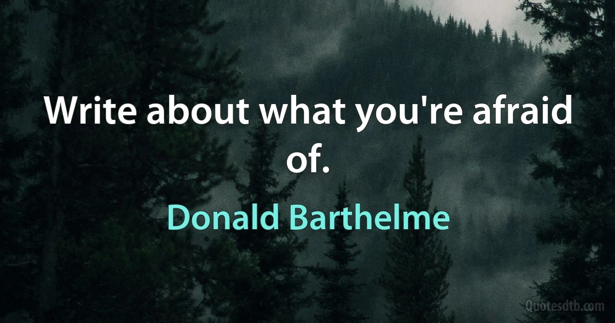 Write about what you're afraid of. (Donald Barthelme)