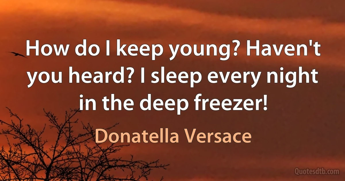 How do I keep young? Haven't you heard? I sleep every night in the deep freezer! (Donatella Versace)