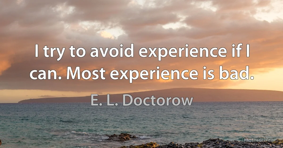 I try to avoid experience if I can. Most experience is bad. (E. L. Doctorow)