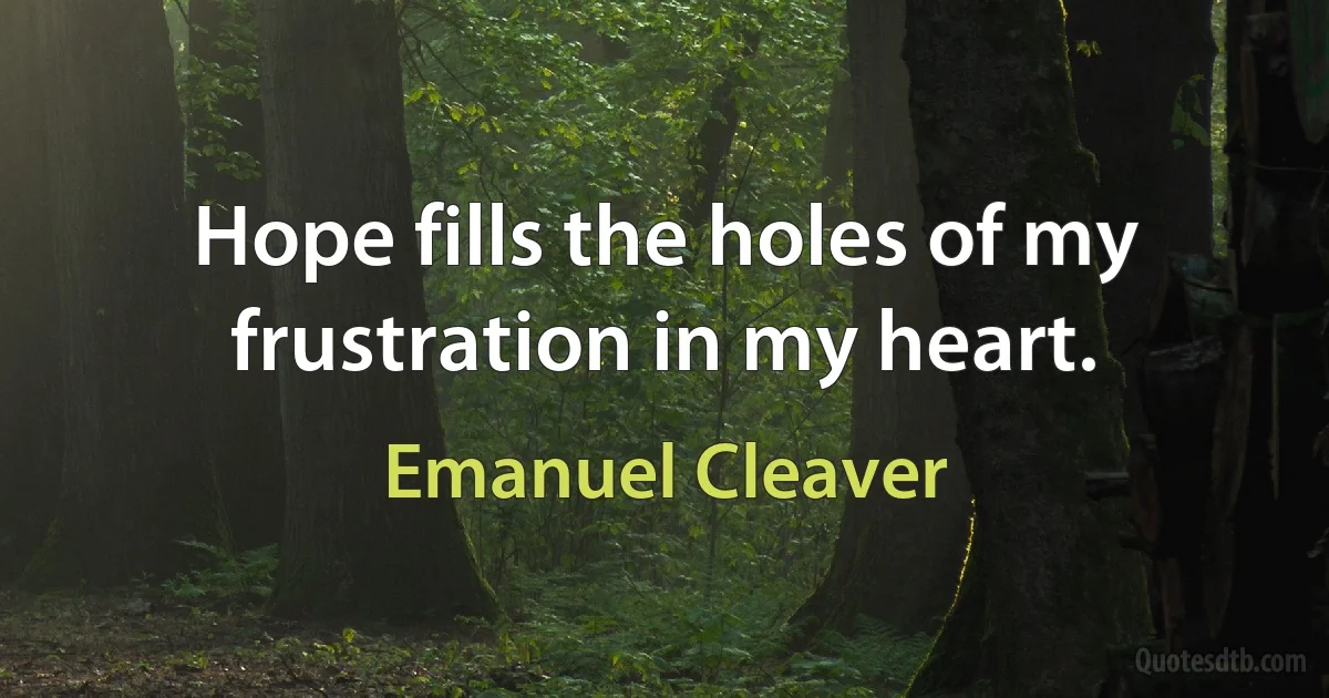 Hope fills the holes of my frustration in my heart. (Emanuel Cleaver)