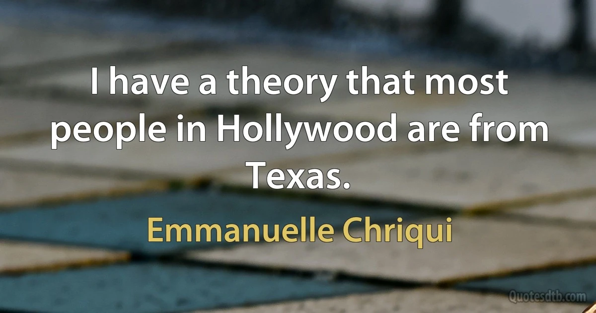 I have a theory that most people in Hollywood are from Texas. (Emmanuelle Chriqui)