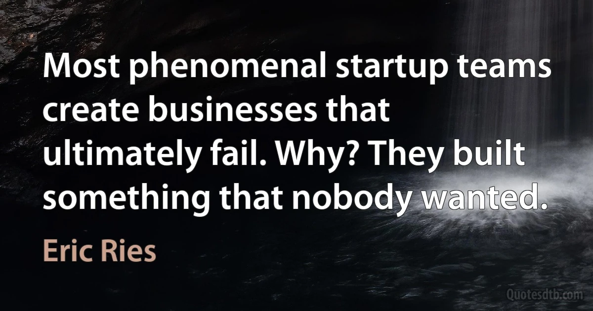 Most phenomenal startup teams create businesses that ultimately fail. Why? They built something that nobody wanted. (Eric Ries)