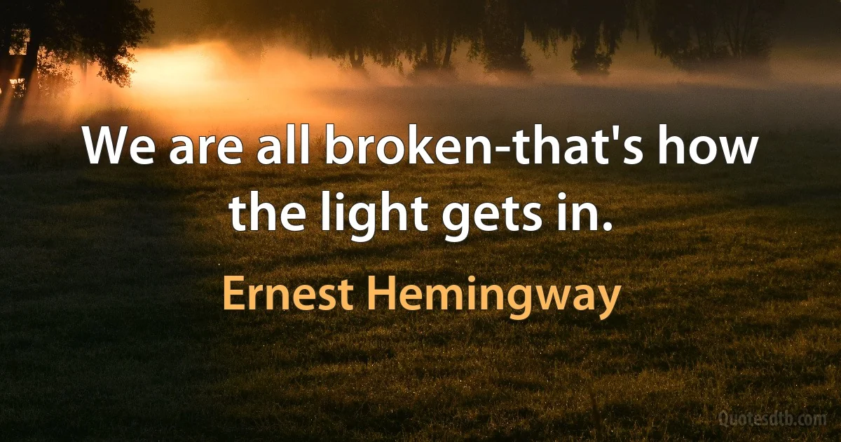 We are all broken-that's how the light gets in. (Ernest Hemingway)