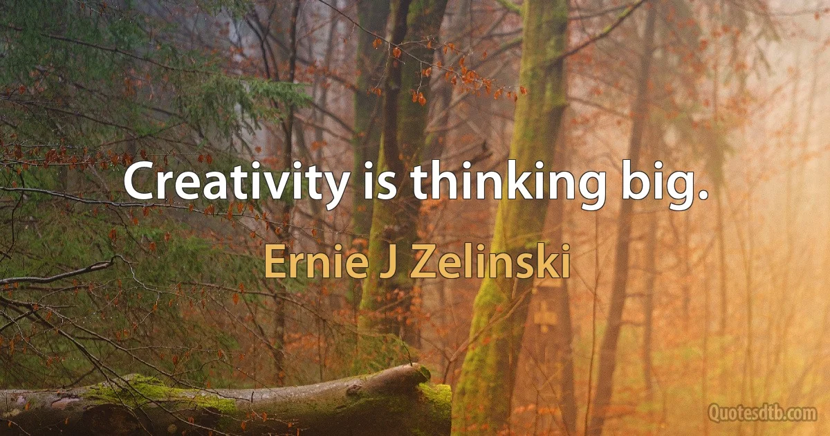 Creativity is thinking big. (Ernie J Zelinski)