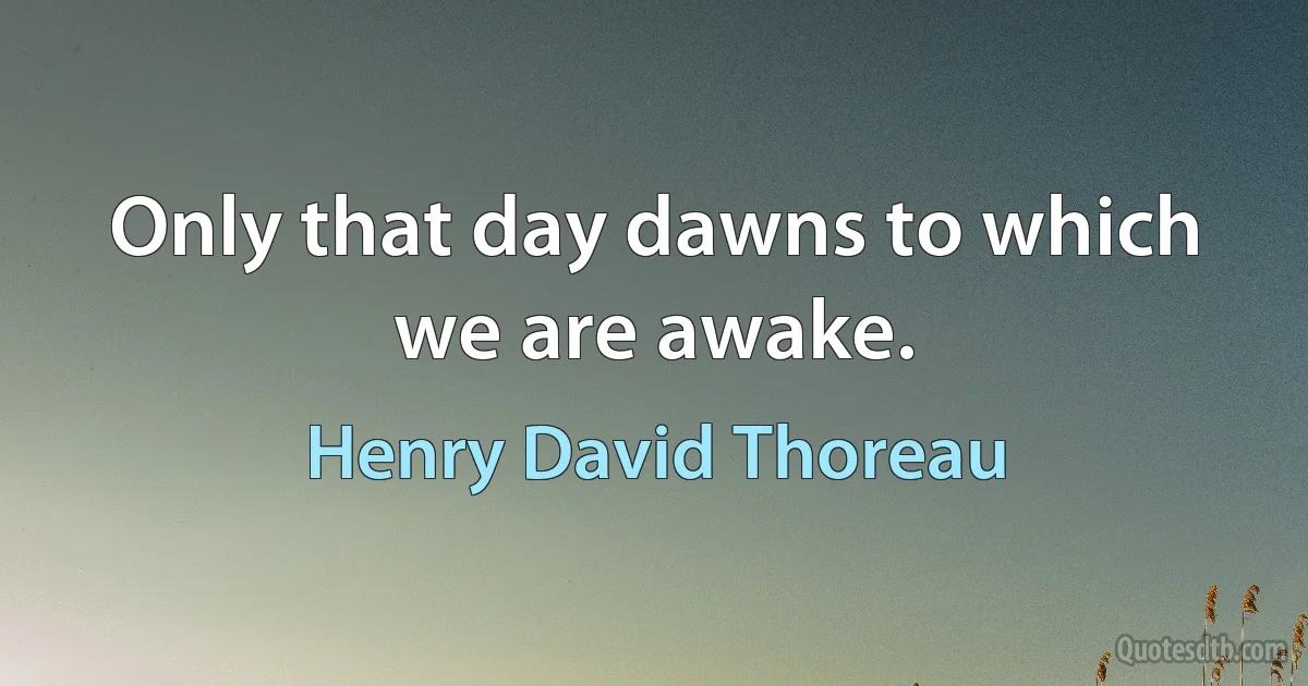 Only that day dawns to which we are awake. (Henry David Thoreau)