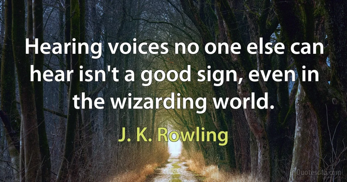 Hearing voices no one else can hear isn't a good sign, even in the wizarding world. (J. K. Rowling)