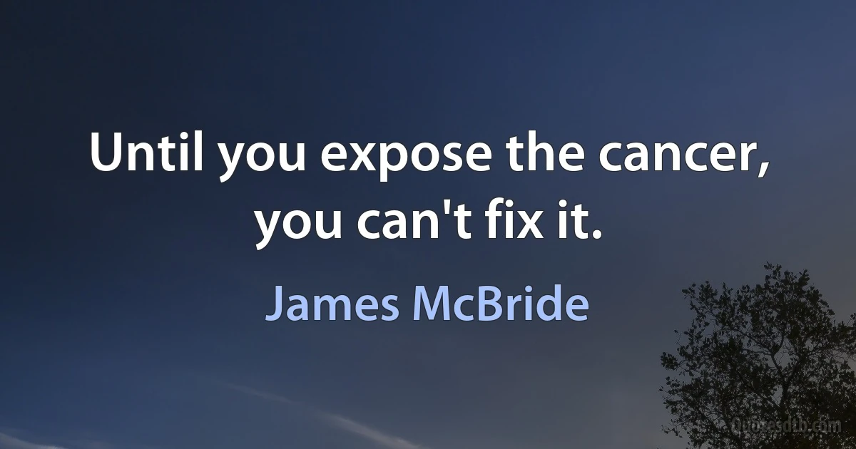 Until you expose the cancer, you can't fix it. (James McBride)