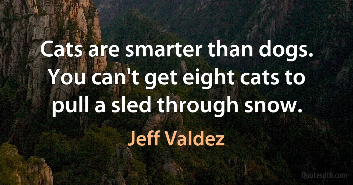 Cats are smarter than dogs. You can't get eight cats to pull a sled through snow. (Jeff Valdez)