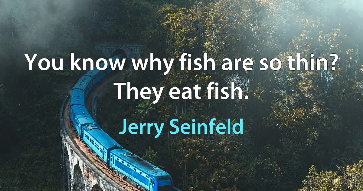 You know why fish are so thin? They eat fish. (Jerry Seinfeld)