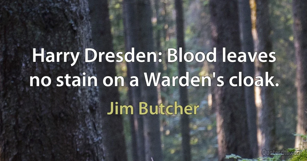 Harry Dresden: Blood leaves no stain on a Warden's cloak. (Jim Butcher)