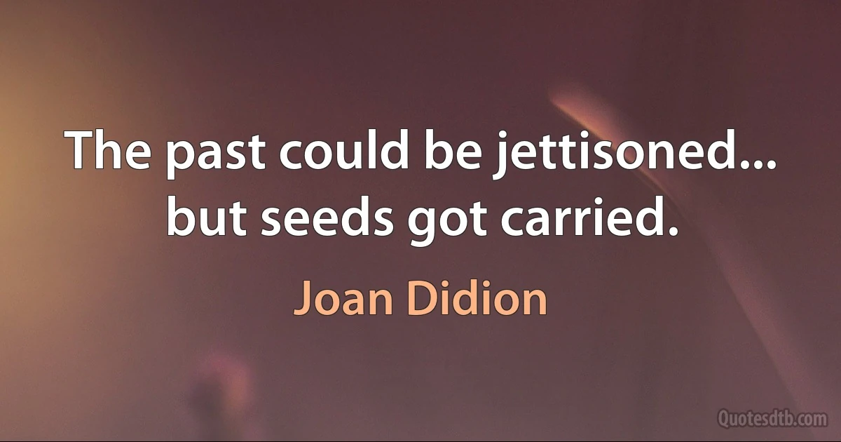 The past could be jettisoned... but seeds got carried. (Joan Didion)