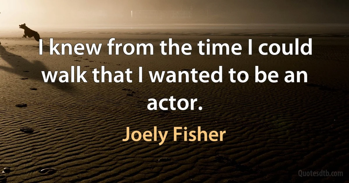 I knew from the time I could walk that I wanted to be an actor. (Joely Fisher)