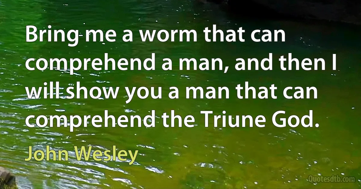 Bring me a worm that can comprehend a man, and then I will show you a man that can comprehend the Triune God. (John Wesley)