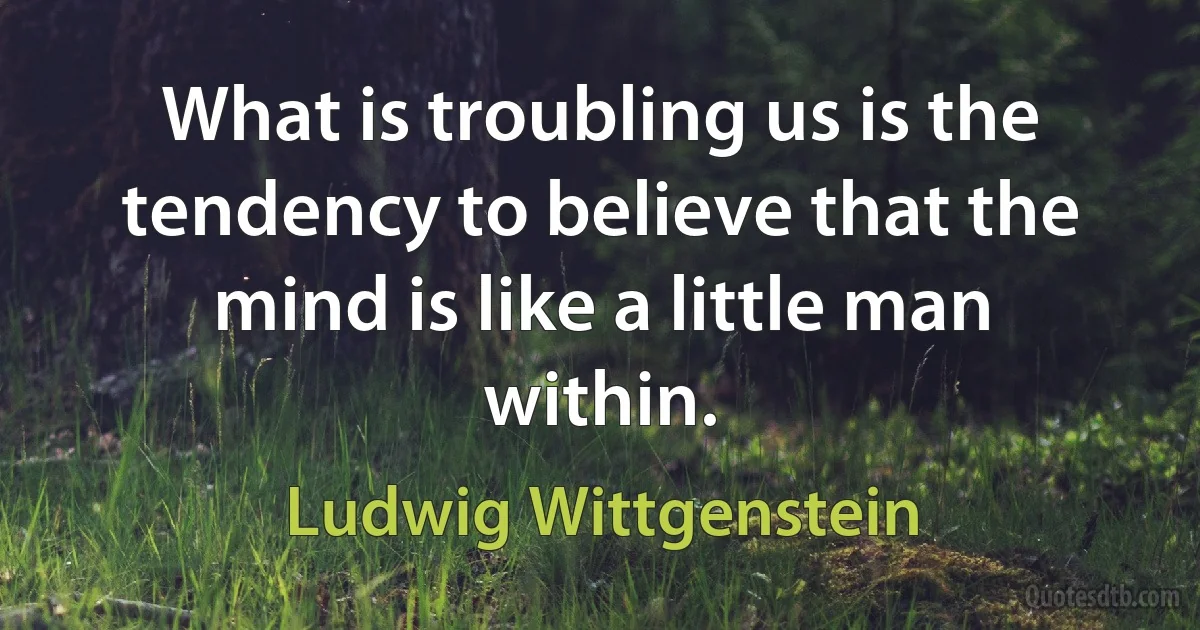 What is troubling us is the tendency to believe that the mind is like a little man within. (Ludwig Wittgenstein)