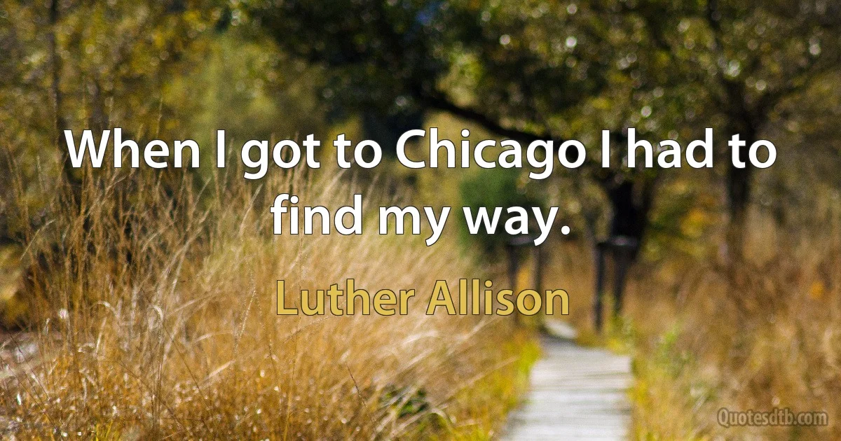 When I got to Chicago I had to find my way. (Luther Allison)