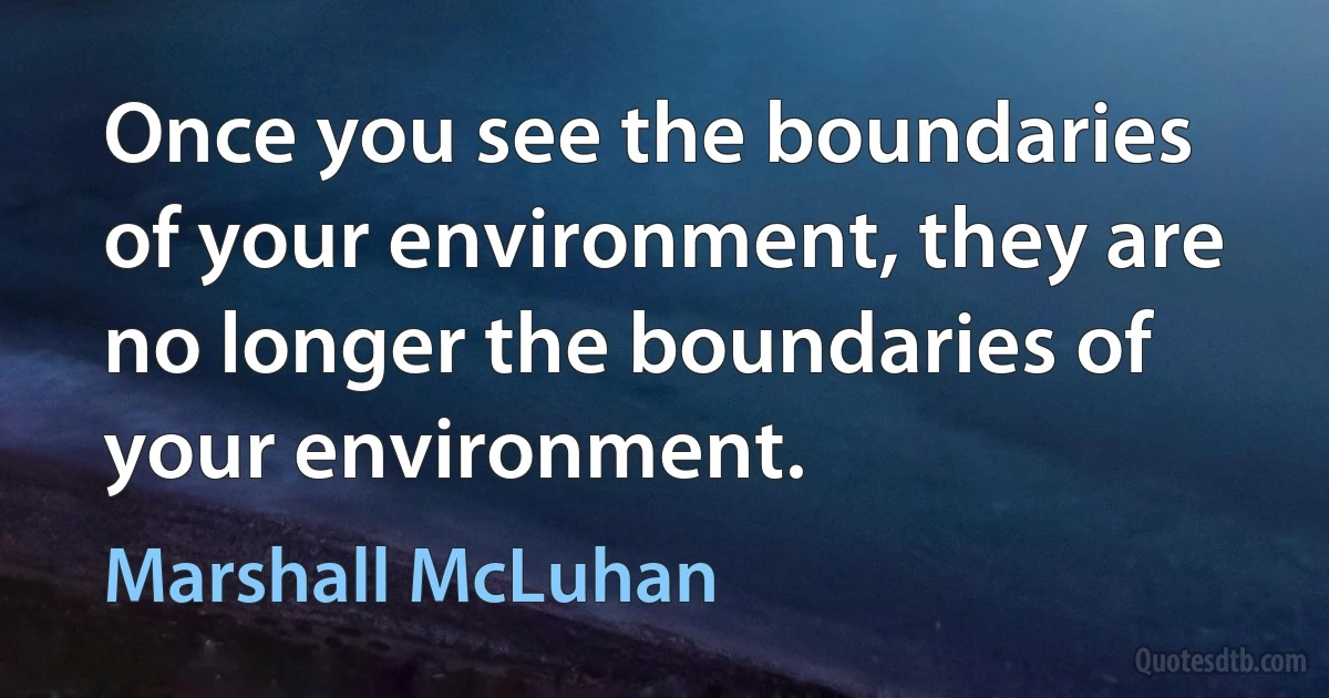 Once you see the boundaries of your environment, they are no longer the boundaries of your environment. (Marshall McLuhan)