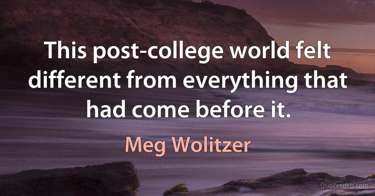 This post-college world felt different from everything that had come before it. (Meg Wolitzer)