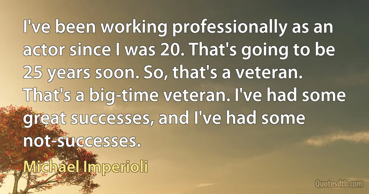 I've been working professionally as an actor since I was 20. That's going to be 25 years soon. So, that's a veteran. That's a big-time veteran. I've had some great successes, and I've had some not-successes. (Michael Imperioli)