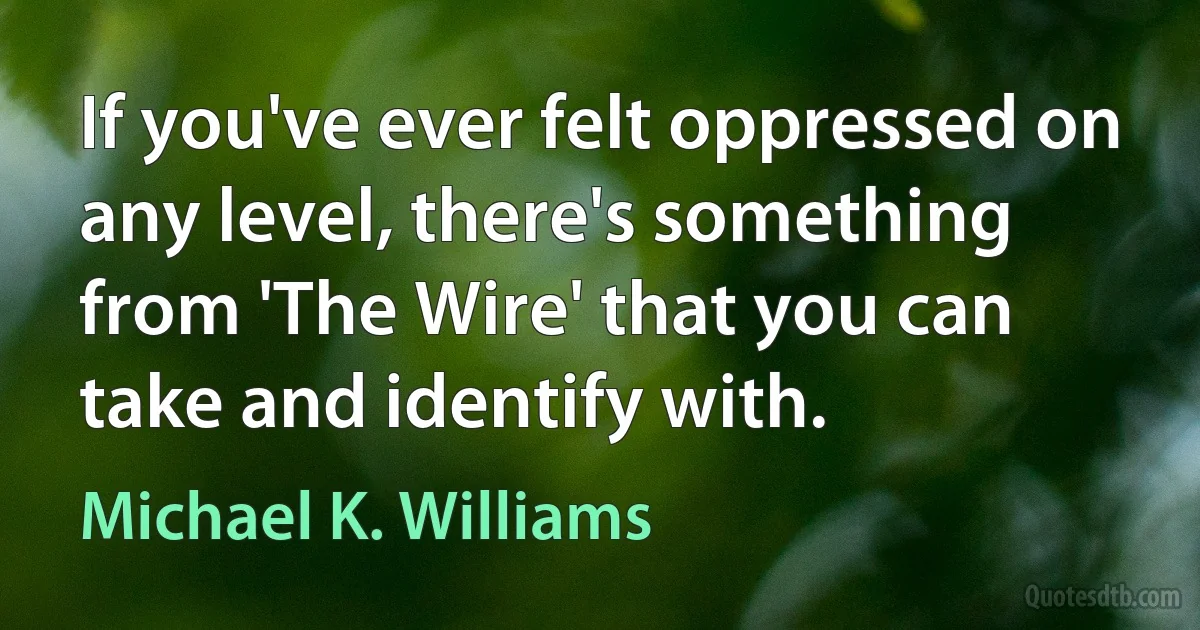 If you've ever felt oppressed on any level, there's something from 'The Wire' that you can take and identify with. (Michael K. Williams)