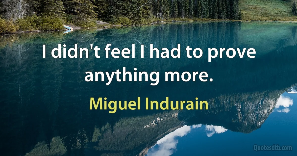 I didn't feel I had to prove anything more. (Miguel Indurain)