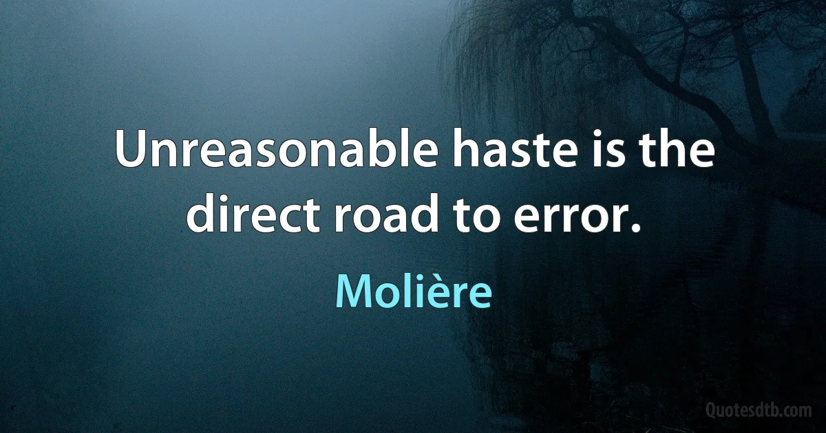 Unreasonable haste is the direct road to error. (Molière)