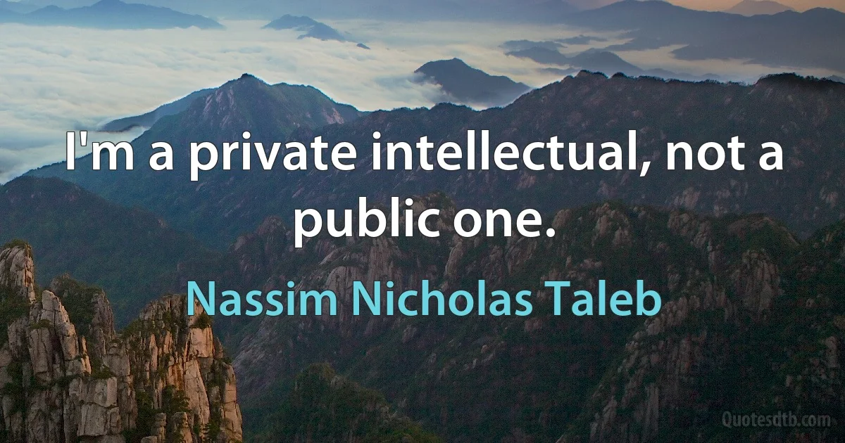 I'm a private intellectual, not a public one. (Nassim Nicholas Taleb)