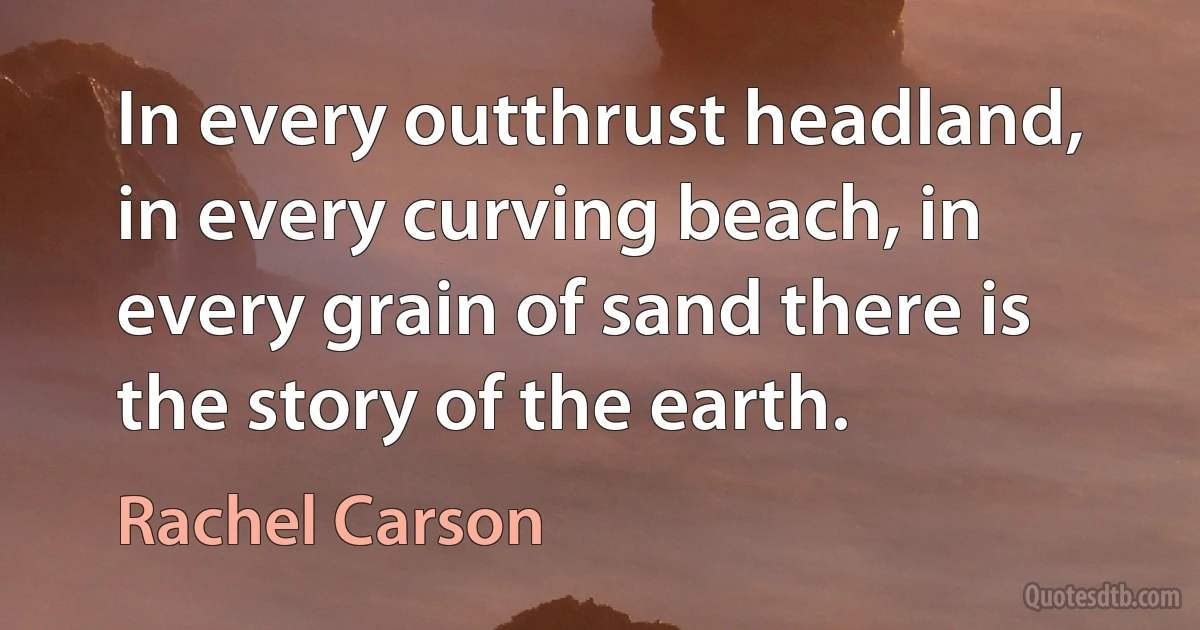 In every outthrust headland, in every curving beach, in every grain of sand there is the story of the earth. (Rachel Carson)