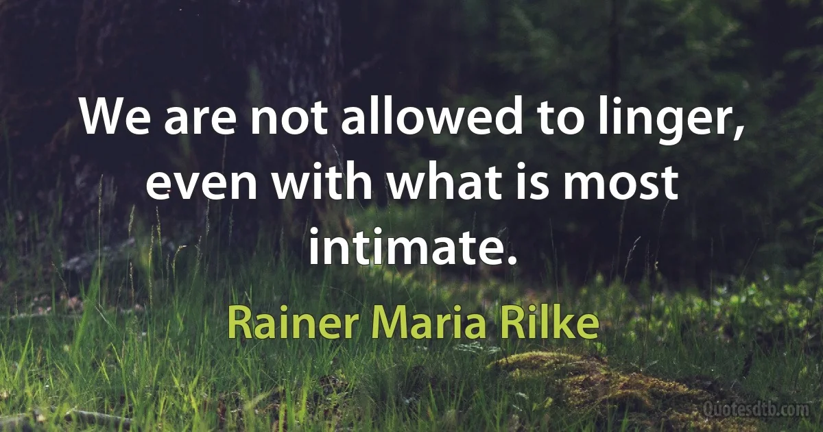 We are not allowed to linger, even with what is most intimate. (Rainer Maria Rilke)